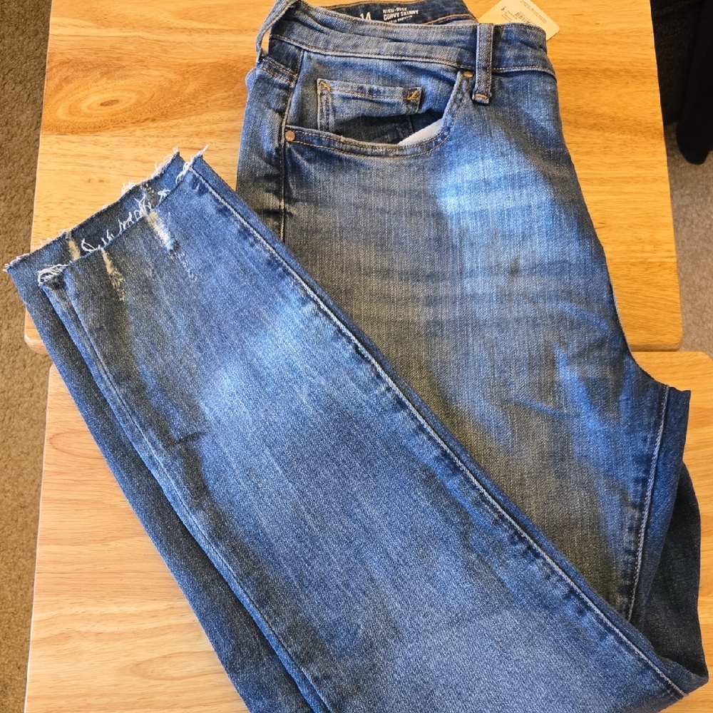 Ana Blue Denim Jeans High Rise Curvy Skinny 14